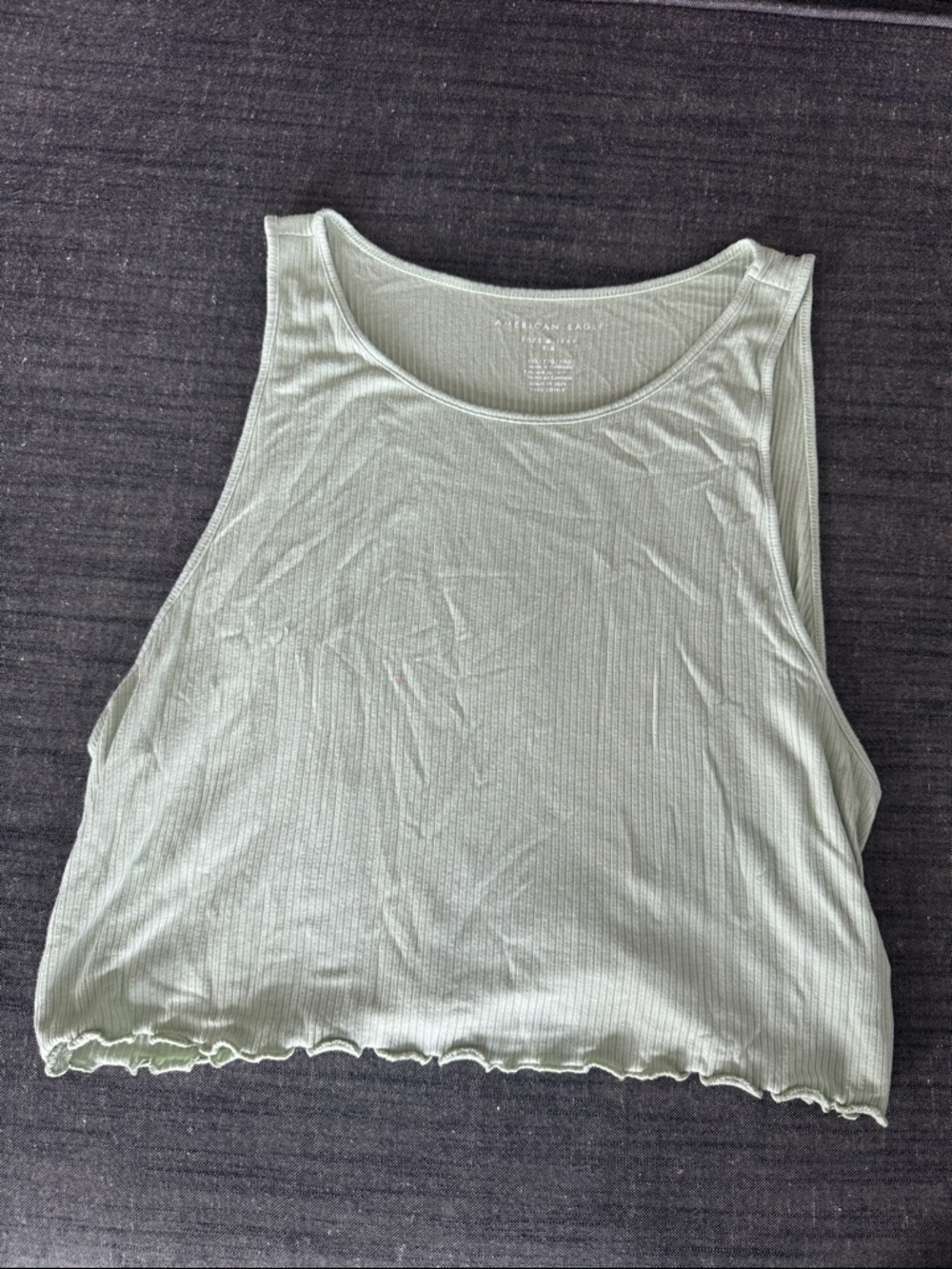 American Eagle Outfitters Light Sage Ribbed Cropped Tank